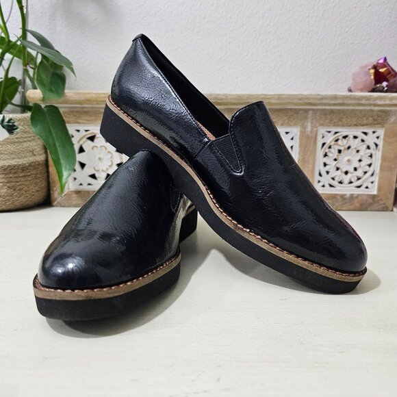 SoftWalk Shoes - Softwalk Womens Sz 7.5 Whistle Black Patent Oxford Shoe Padded Comfort Loafers